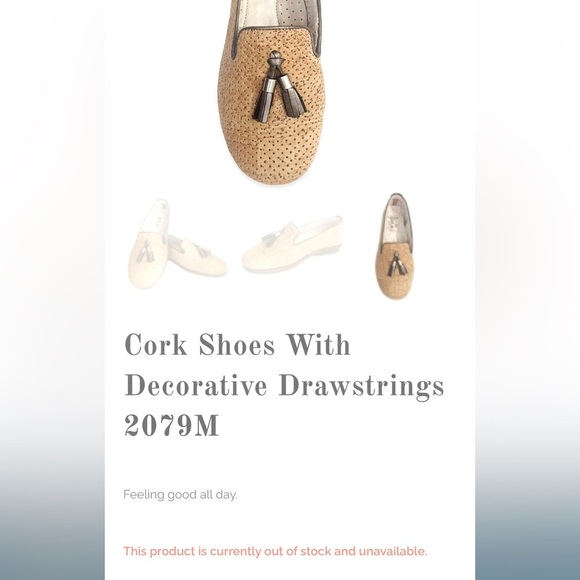 NWOT Fine Cork Portugal- Cork Shoes With Decorative Drawstrings 7.5 - Picture 7 of 8